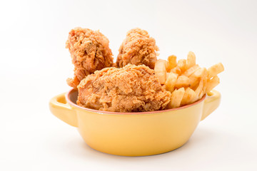 fried chicken southern style with potato and drink menu