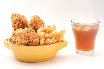 fried chicken southern style with potato and drink menu