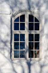 Old white building beautiful window.