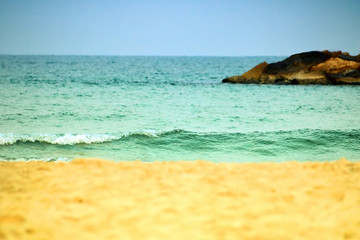 Obraz premium The Mediterranean Sea in Ashkelon National Park, Israel. Trendy toning