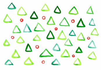 Geometric pattern with hand drawn watercolor triangles