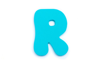 Colored letter R on white background, symbol and sign. template. isolated