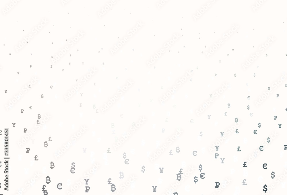 Poster light gray vector pattern with symbols of currency.