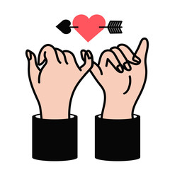 Business hands Promise  with Arrow in heart icon