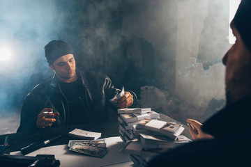 Thiefs counting stolen cash