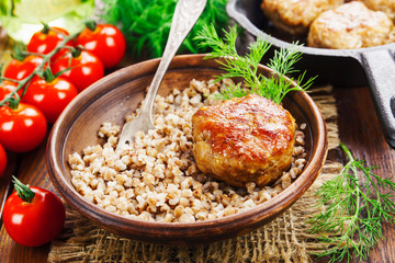 Buckwheat with burgers
