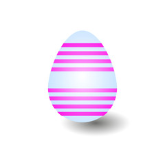 Vector image of a white Easter egg with pink decorative stripes. Use for postcards. congratulations, invitations, packages.