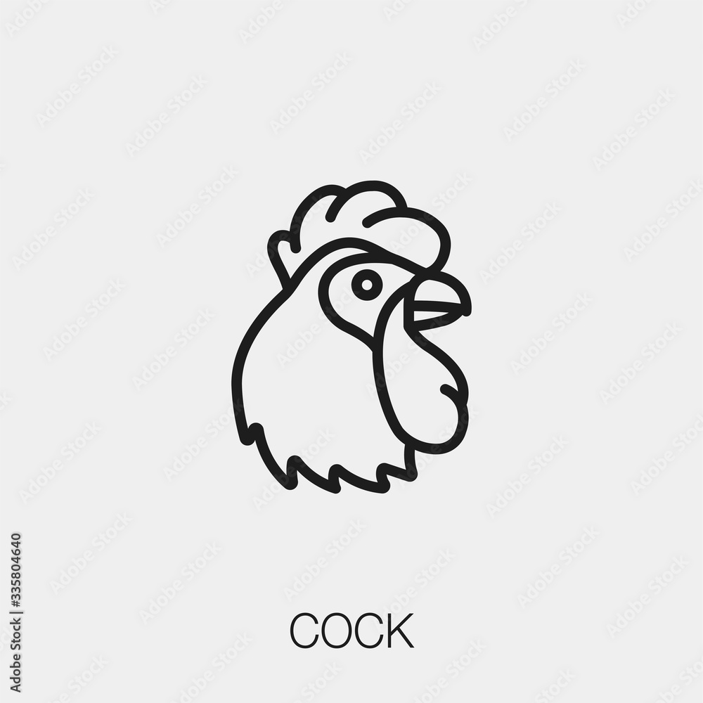 Poster cock icon vector. linear style sign for mobile concept and web design. rooster symbol illustration. 