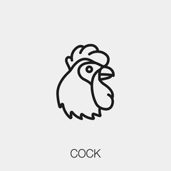 cock icon vector. Linear style sign for mobile concept and web design. rooster symbol illustration. Pixel vector graphics - Vector.	