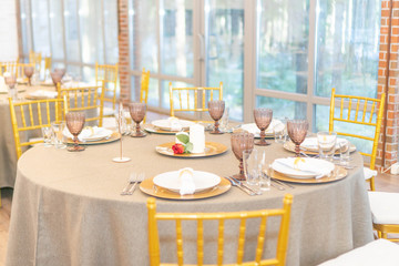 Festive table decor and light table setting