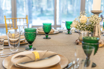 festive hall decor and table setting
