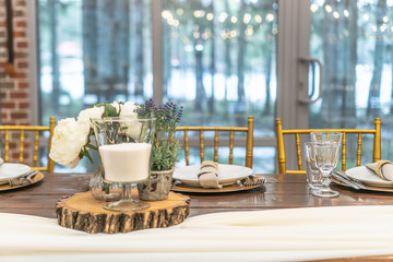 festive hall decor and table setting