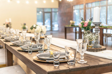 festive hall decor and table setting