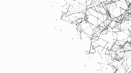 Vector connecting lines and dots on white background. Network connection structure. Banner template for your design.