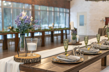 festive hall decor and table setting
