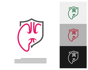 Lungs Shield Logo Template Design Vector, Emblem, Design Concept, Creative Symbol, Icon