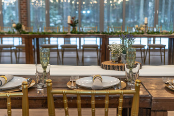 festive hall decor and table setting