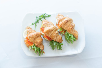 croissants on a white plate and a light background