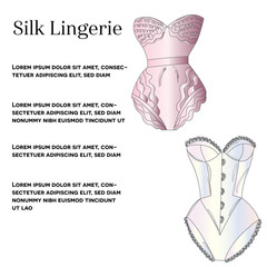 Female silk lingerie collection with text socila media post.