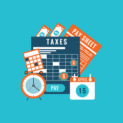 Concept tax payment. Data analysis, paperwork, financial research report and calculation of tax return. Payment of debt