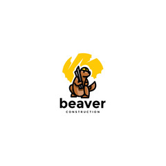 Fototapeta na wymiar playful minimalist animal beaver construction logo design. modern icon, template vector