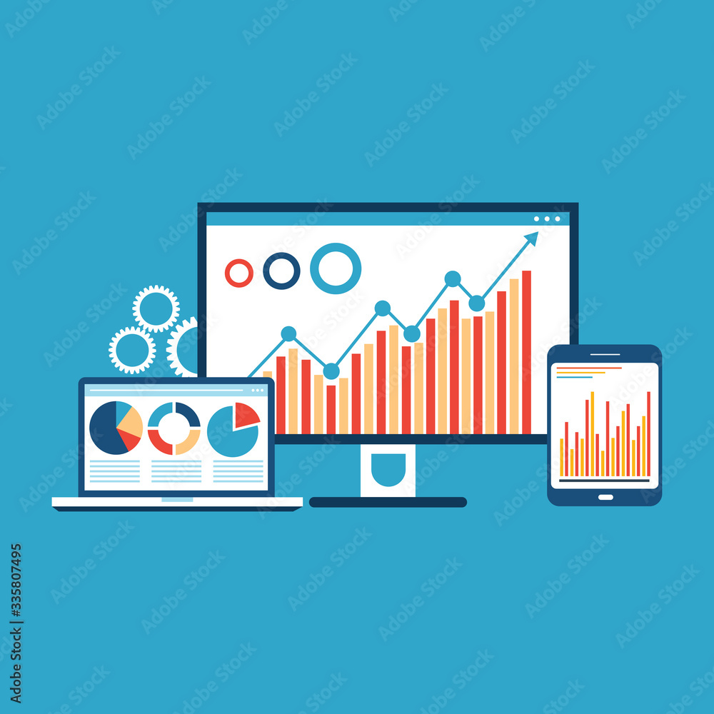 Poster website analytics and seo data analytics concept
