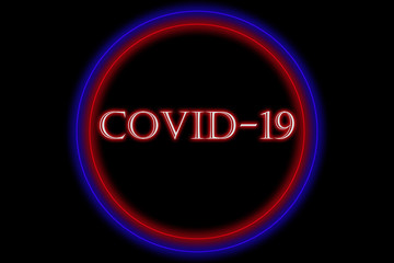 Covid 19 pandemic on a black background in a circle. Coronavirus worldwide. The planet is sick.