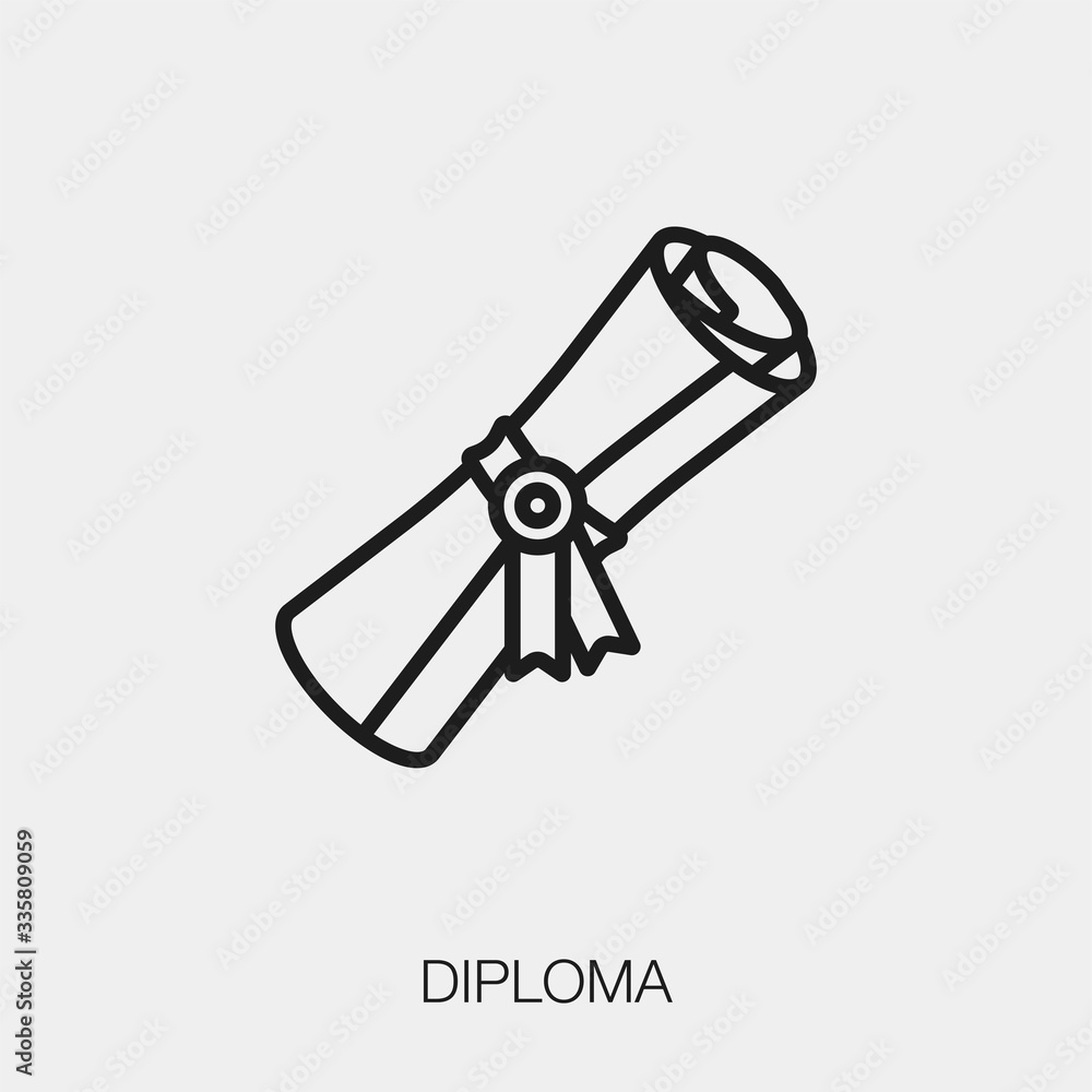 Poster diploma icon vector. Linear style sign for mobile concept and web design. certificate symbol illustration. Pixel vector graphics - Vector.