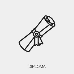 diploma icon vector. Linear style sign for mobile concept and web design. certificate symbol illustration. Pixel vector graphics - Vector.