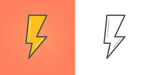 Lightning flat icons color or black and white