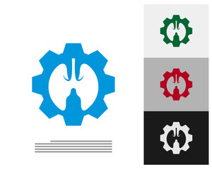 Lungs with Gear Logo Template Design Vector, Emblem, Design Concept, Creative Symbol, Icon