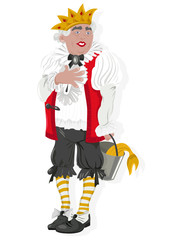 King with a golden crown Vector. Powerful authority Cartoon characters