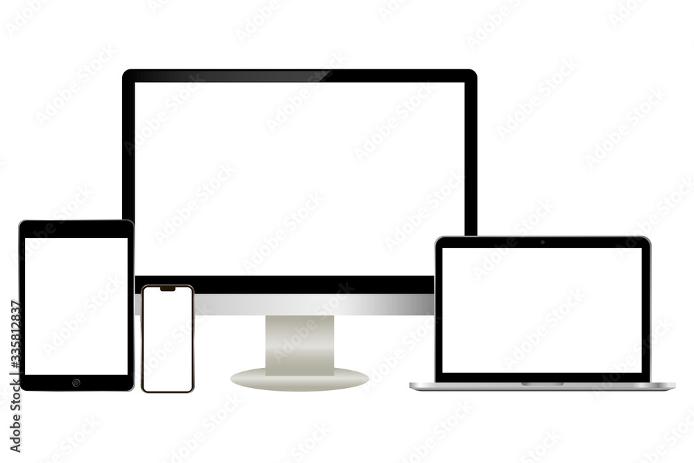 Poster modern computer technology in a complete set.