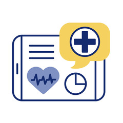 Fototapeta premium tablet with heart cardio health online line style