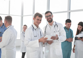 Fototapeta premium medical colleagues standing in the lobby of the clinic.