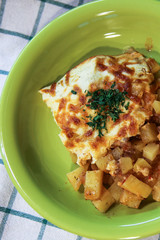 Dish with potatoes, mince and fill