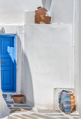 The entrance of an old traditional house in Serifos island Cyclades Aegean Greece