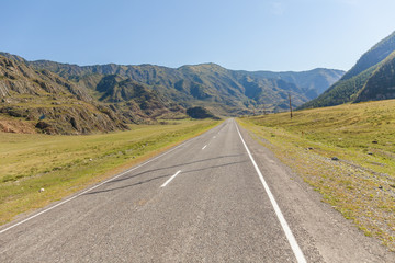 Summer in Altai Russia, road to Altai Mountains, Beautiful summer viewof Altai mountains.