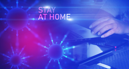 Coronavirus abstract background. Stay at home. Work online. Covid-19