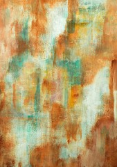 An abstract acrylic painting on a wooden board