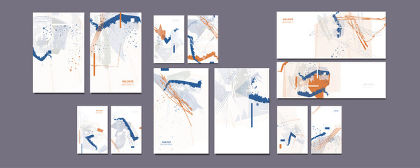 Colorful modern art brushes and paints trend abstract set. Gradient shapes composition, vector covers new design pastel muted shades