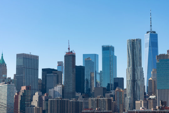 Lower Manhattan New York City Skyline Scene with a Clear Blue Sky © James