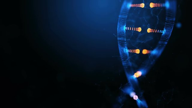 Abstract DNA double helix with depth of field rotating