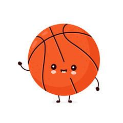 Cute happy smiling basketball ball