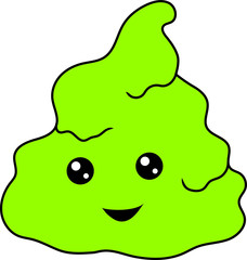 
Vector graphic.Wasabi for sushi with evil eyes and a smile. Illustration of japanese food art in cartoon doodle style.