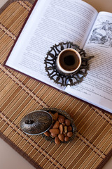 cup of coffee and book