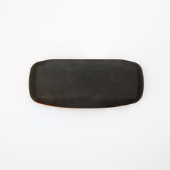 top view of black sun eye glasses box protection cases on white background