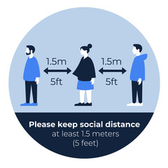 Coronavirus sign says Please keep social distance during COVID-19 outbreak