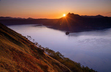 Fototapeta premium beautiful morning caldera lake