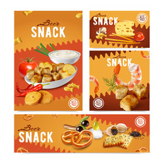 Realistic Snacks Banners Set